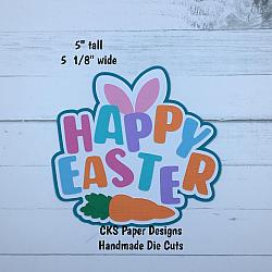 Handmade Paper Die Cut HAPPY EASTER Title (Style 2) Scrapbook Page Embellishment-