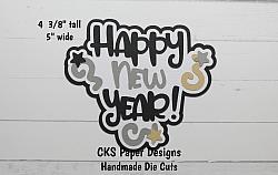 Handmade Paper Die Cut HAPPY NEW YEAR TITLE Scrapbook Page Embellishment-