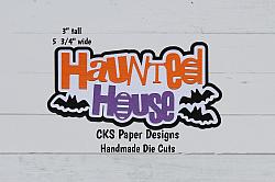 Handmade Paper Die Cut HAUNTED HOUSE Title Scrapbook Page Embellishment-