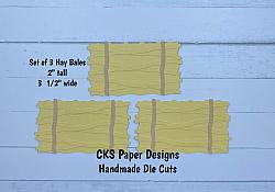 Handmade Paper Die Cut HAY BALES Set of 3  Scrapbook Page Embellishment-