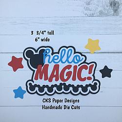 Handmade Paper Die Cut HELLO MAGIC TITLE Disney Scrapbook Page Embellishment-