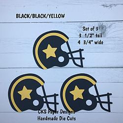 Handmade Paper Die Cut FOOTBALL HELMETS SET OF 3 Scrapbook Page Embellishment-