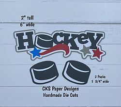 Handmade Paper Die Cut HOCKEY Title Scrapbook Page Embellishment-