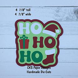 Handmade Paper Die Cut CHRISTMAS HO HO HO Santa TITLE (Style 2) Scrapbook Page Embellishment-