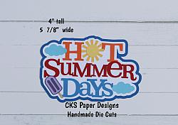 Handmade Paper Die Cut HOT SUMMER DAYS Title Scrapbook Page Embellishment-