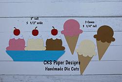 Handmade Paper Die Cut ICE CREAM Set Scrapbook Page Embellishment-
