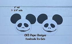 Handmade Paper Die Cut JACK SKELLINGTON Set of 2 Mickey Heads Disney Halloween Scrapbook Page Embellishment-