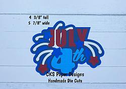 Handmade Paper Die Cut JULY 4th TITLE Scrapbook Page Embellishment-