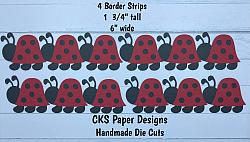 Handmade Paper Die Cut LADYBUG BORDER Scrapbook Page Embellishment-
