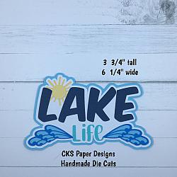 Handmade Paper Die Cut  LAKE LIFE TITLE Scrapbook Page Embellishment-