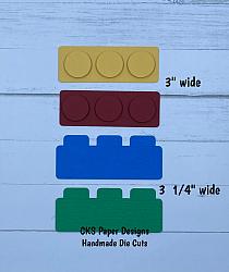 Handmade Paper Die Cut LEGO TOY BUILDING BLOCKS Set of 4 Scrapbook Page Embellishment-