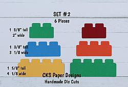 Handmade Paper Die Cut LEGO TOY BUILDING BLOCKS Set of 6 Scrapbook Page Embellishment-