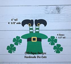 Handmade Paper Die Cut St Patricks Day LEPRECHAUN Scrapbook Page Embellishment-st patty day leprechaun clovers lucky irish st patricks day