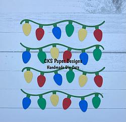 Handmade Paper Die Cut BORDER Christmas Tree Lights (MULTI-COLOR) Scrapbook Page Embellishment-