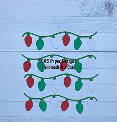 Handmade Paper Die Cut BORDER Christmas Tree Lights (RED, GREEN, WHITE) Scrapbook Page Embellishment-