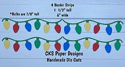 Handmade Paper Die Cut BORDER Christmas Tree Lights (MULTI-COLOR) Scrapbook Page Embellishment-