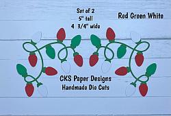 Handmade Paper Die Cut CHRISTMAS TREE LIGHTS (RED, GREEN, WHITE) Scrapbook Page Embellishment-