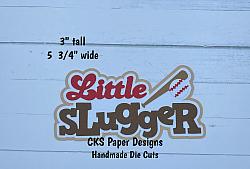 Handmade Paper Die Cut LITTLE SLUGGER Title Baseball Scrapbook Page Embellishment-