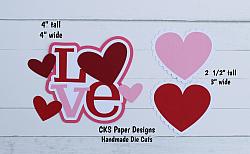 Handmade Paper Die Cut LOVE Valentine Title Scrapbook Page Embellishment-