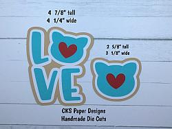 Handmade Paper Die Cut LOVE CAT TITLE Scrapbook Page Embellishment-