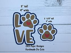 Handmade Paper Die Cut LOVE DOG TITLE Scrapbook Page Embellishment-