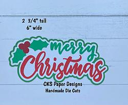 Handmade Paper Die Cut MERRY CHRISTMAS Title Scrapbook Page Embellishment-
