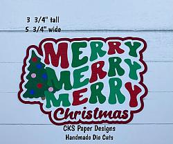 Handmade Paper Die Cut MERRY CHRISTMAS TITLE (Style 2) Scrapbook Page Embellishment-