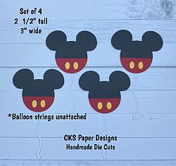 Handmade Paper Die Cut Mickey Mouse Disney Balloons Scrapbook Page Embellishment-