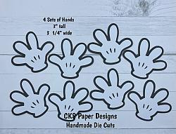 Handmade Paper Die Cut MICKEY MOUSE HANDS Set of 4 Scrapbook Page Embellishment-