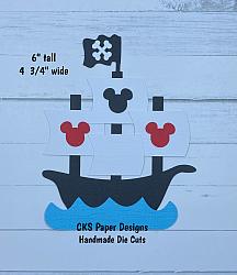 Handmade Paper Die Cut DISNEY MICKEY PIRATE SHIP Scrapbook Page Embellishment-
