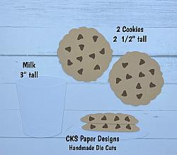 Handmade Paper Die Cut Milk & Chocolate Chip Cookies Scrapbook Page Embellishment-