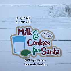 Handmade Paper Die Cut MILK & COOKIES FOR SANTA TITLE Scrapbook Page Embellishment-