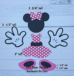 Handmade Paper Die Cut MINNIE MOUSE OUTFIT DRESS (PINK) Scrapbook Page Embellishment-