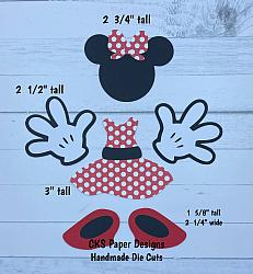 Handmade Paper Die Cut MINNIE MOUSE OUTFIT DRESS (RED) Scrapbook Page Embellishment-