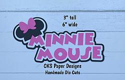 Handmade Paper Die Cut MINNIE MOUSE Title (PINK) Scrapbook Page Embellishment-