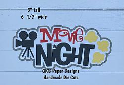 Handmade Paper Die Cut MOVIE NIGHT Title Scrapbook Page Embellishment-
