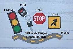 Handmade Paper Die Cut NEW DRIVER ROAD SET Scrapbook Page Embellishment-