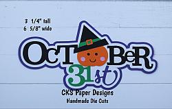 Handmade Paper Die Cut OCTOBER 31st Halloween Title Scrapbook Page Embellishment-