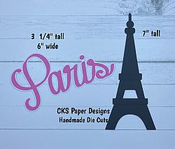 Handmade Paper Die Cut Paris Title Eiffel Tower Scrapbook Page Embellishment-