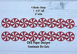 Handmade Paper Die Cut CHRISTMAS PEPPERMINT BORDER Scrapbook Page Embellishment-