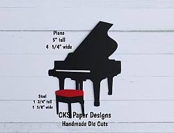 Handmade Paper Die Cut PIANO Scrapbook Page Embellishment-