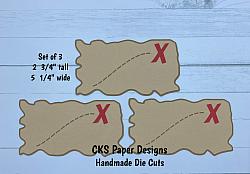 Handmade Paper Die Cut PIRATE TREASURE MAPS SET OF 3 Scrapbook Page Embellishment-
