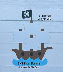 Handmade Paper Die Cut PIRATE SHIP Scrapbook Page Embellishment-