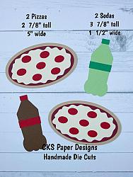 Handmade Paper Die Cut PIZZA & SODA SET Scrapbook Page Embellishment-