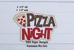 Handmade Paper Die Cut PIZZA NIGHT Title Scrapbook Page Embellishment-
