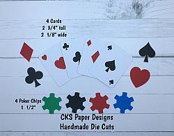 Handmade Paper Die Cut CASINO POKER SET Scrapbook Page Embellishment-CARDS poker casino gambling