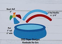 Handmade Paper Die Cut SWIMMING POOL Toys (Style 3) Scrapbook Page Embellishment-