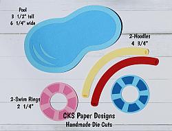 Handmade Paper Die Cut SWIMMING POOL Toys (Style 2) Scrapbook Page Embellishment-