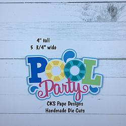 Handmade Paper Die Cut POOL PARTY Title Scrapbook Page Embellishment-