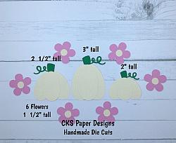 Handmade Paper Die Cut PUMPKINS and FLOWERS (IVORY) Scrapbook Page Embellishment-pumpkins patch fall halloween carving